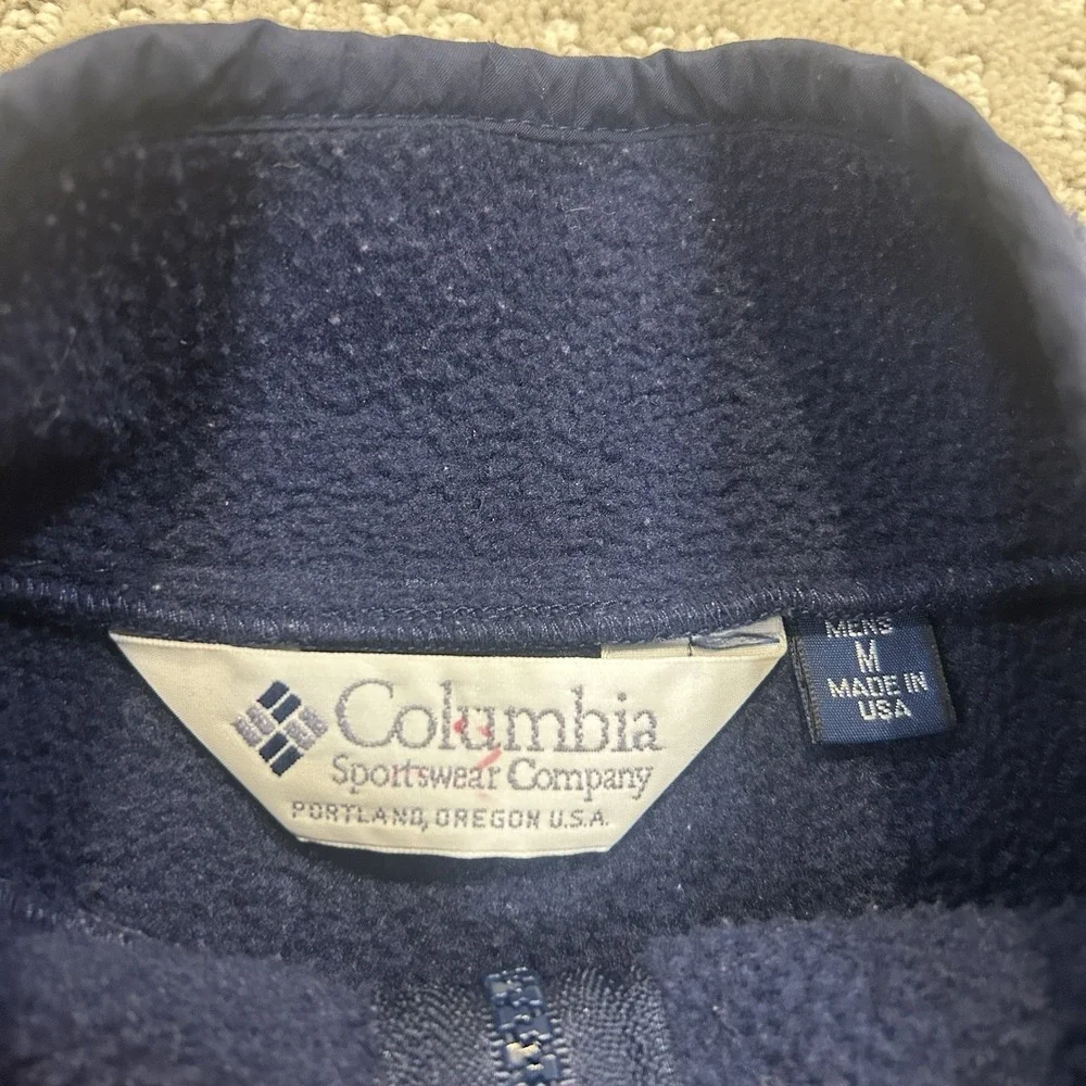 Vintage Notre Dame Columbia Jacket Embroidered Navy Blue Mens M Made In USA